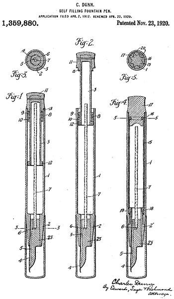 Dunn fountain pen patent