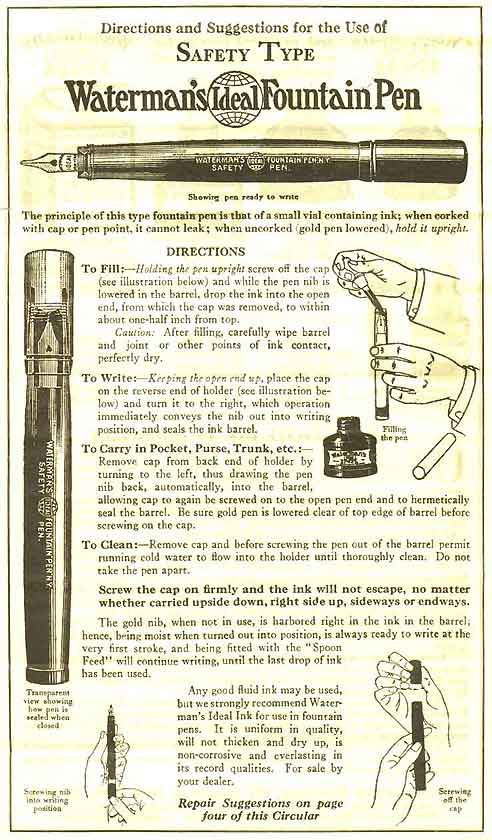Waterman safety pen instructions