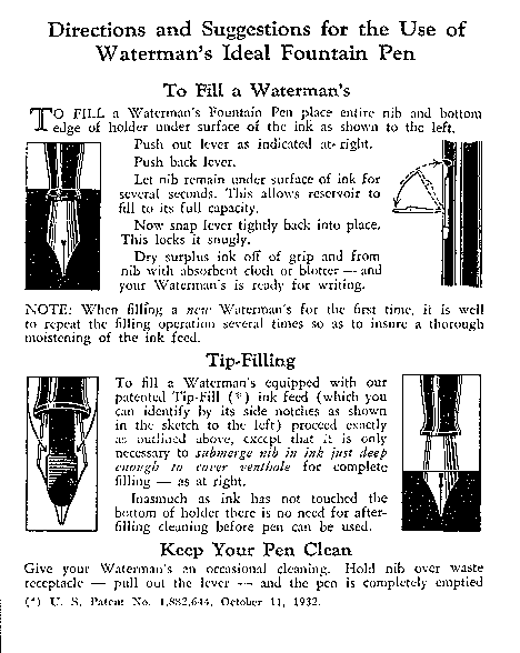 Instruções Waterman Tip-Fill